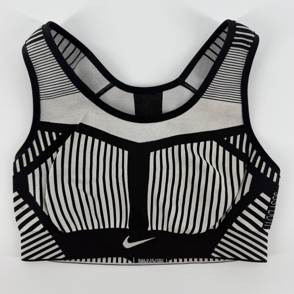 Nike Other - Nike Women Seamless Striped Racerback Sports Bra Black White Small 656202-477445